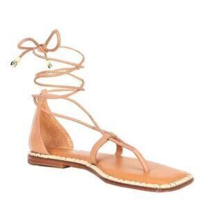 Antonio Melani x The Nat Note Alhambra Leather Ankle Wrap Sandals - Size 9.5